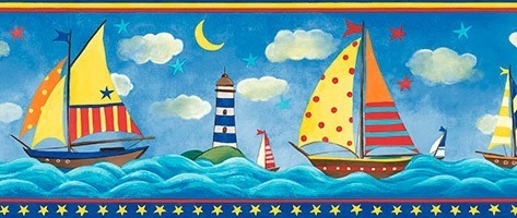 Wandtattoos: Bordüren bunte Boote