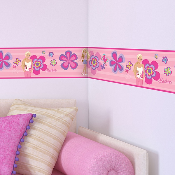 Kinderzimmer Wandtattoo: Bordüre Barbie Frühling