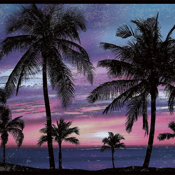 Wandtattoos: Sonnenuntergang unter Palmen