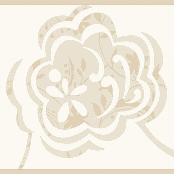 Wandtattoos: Ornamentale Blumen in Creme