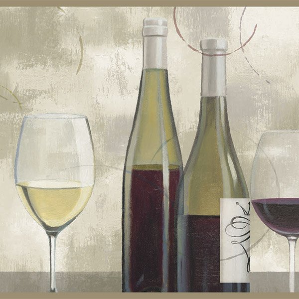 Wandtattoos: Weinflaschen und Weingläser