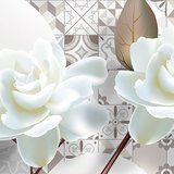 Wandtattoos: Weiße Rosen auf Fliesen 3