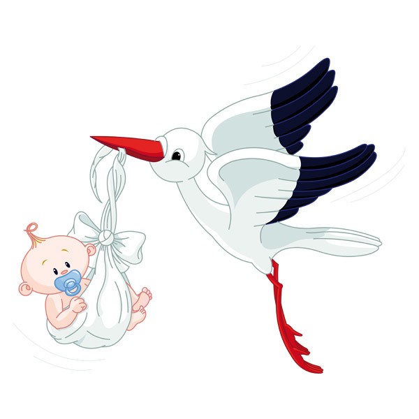 Wandtattoo für babyzimmer Storch und Baby