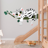 Kinderzimmer Wandtattoo: Weißes Tigerjunges auf einer Niederlassung 4