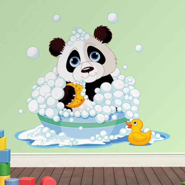 Kinderzimmer Wandtattoo: Panda in der Badewanne