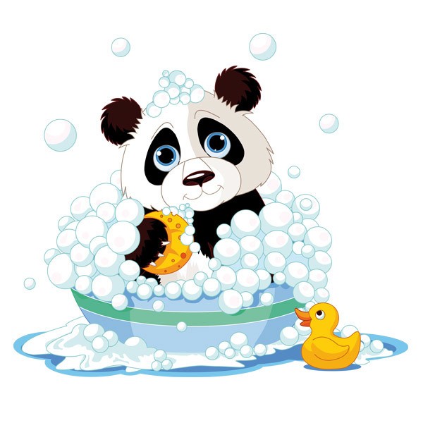 Kinderzimmer Wandtattoo: Panda in der Badewanne