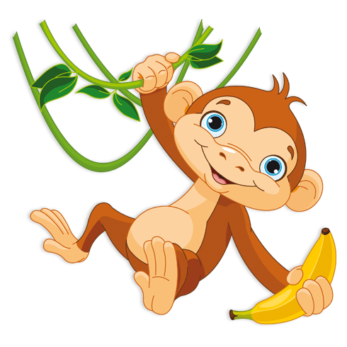 Kinderzimmer Wandtattoo: Affe hing mit einer Banane