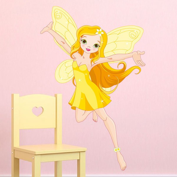 Kinderzimmer Wandtattoo: Gelb Fairy fliegen