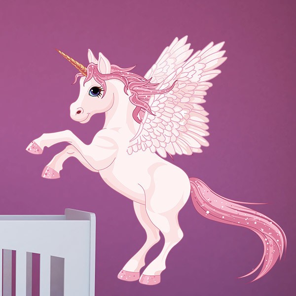 Wandtattoos: Einhorn mit rosa Flügeln