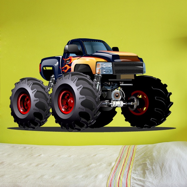 Kinderzimmer Wandtattoo: Monster Truck dunkelblau und orange