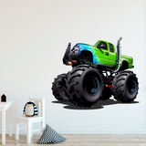 Kinderzimmer Wandtattoo: Monster Truck grün und blau 4