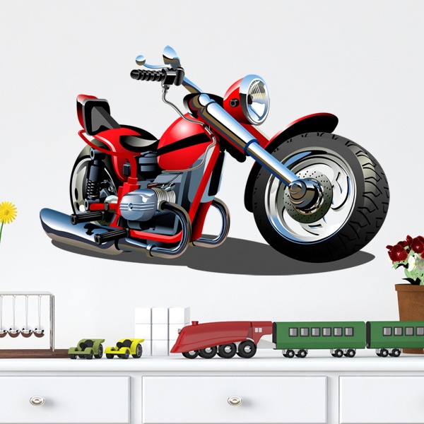 Kinderzimmer Wandtattoo: Moto Chopper Rot und Schwarz