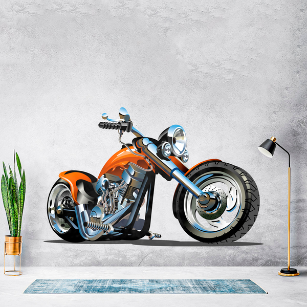 Kinderzimmer Wandtattoo: Motorrad Harley Orange Orange