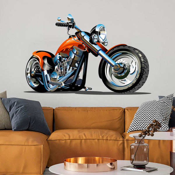 Kinderzimmer Wandtattoo: Orange Chopper-Motorrad