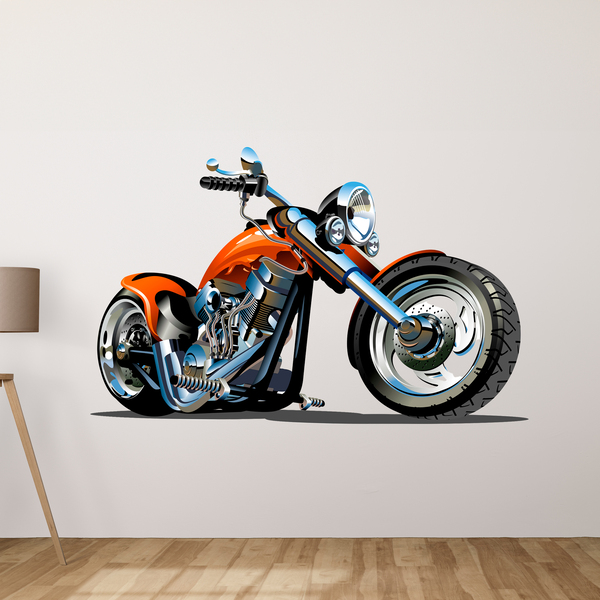Kinderzimmer Wandtattoo: Orange Chopper-Motorrad