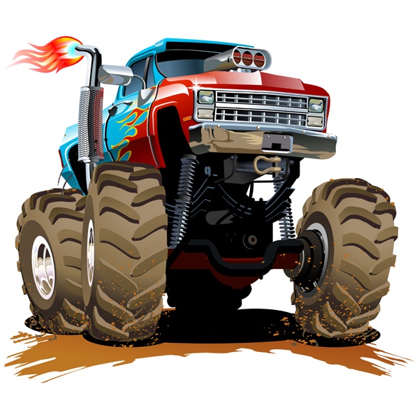 Kinderzimmer Wandtattoo: Monster Truck blau und rot