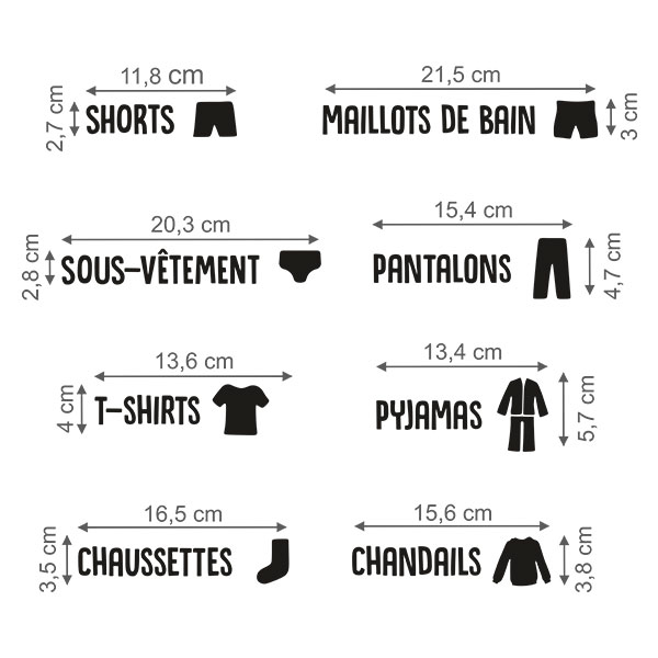Wandtattoos: Bekleidungsetiketten in Französisch