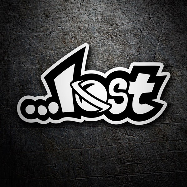 Aufkleber: Lost weiß auf schwarz