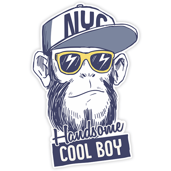 Aufkleber: Cooler Affe mit Cap und Sonnenbrille