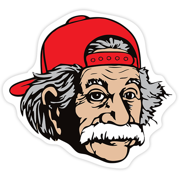 Aufkleber: Albert Einstein mit Kappe
