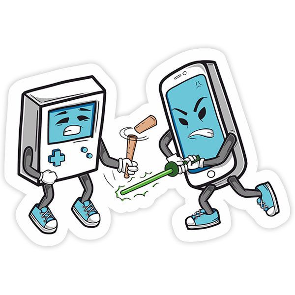 Aufkleber: Game Boy vs Smartphone
