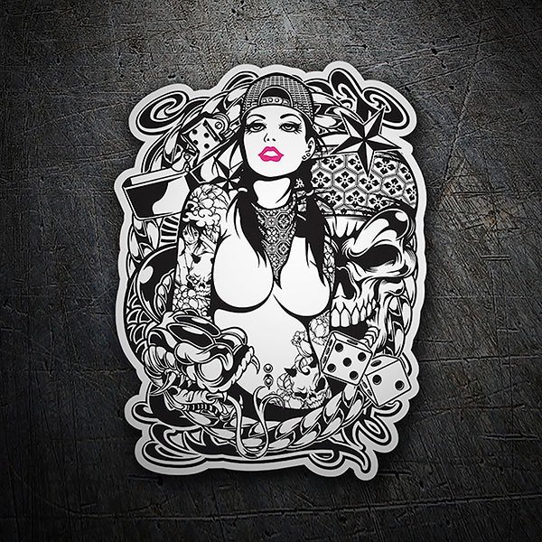 Aufkleber: Tattoo Mädchen