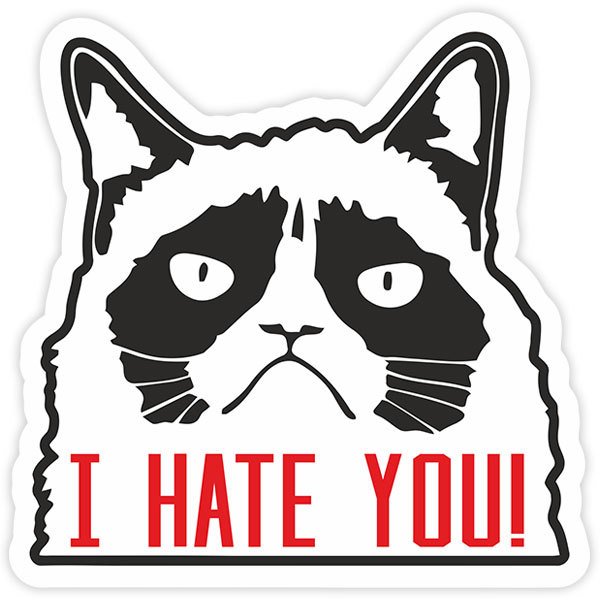 Aufkleber: Katze I hate you