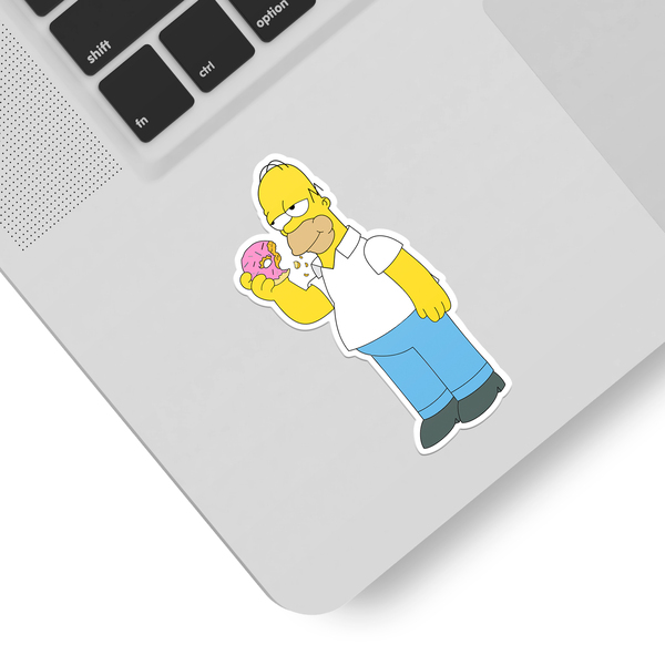 Aufkleber: Homer Simpson isst Doughnuts