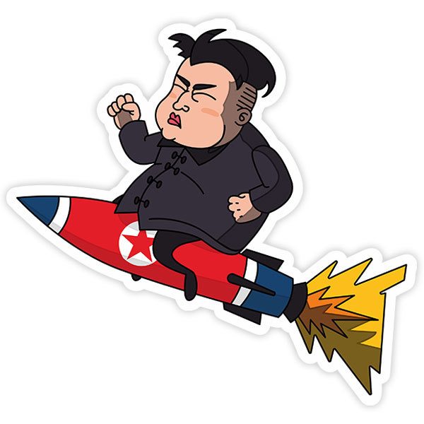 Aufkleber: Kim Jong-un auf Rakete