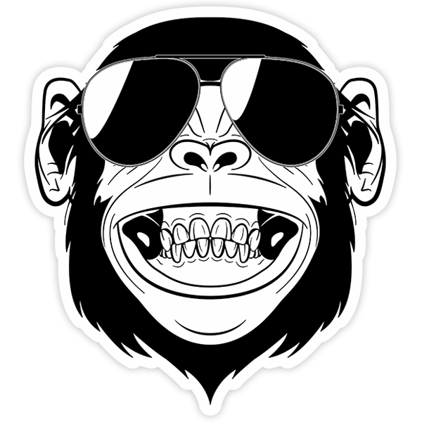 Aufkleber: Schimpanse mit Sonnenbrille