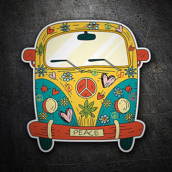 Aufkleber: Hippie Friedenswagen
