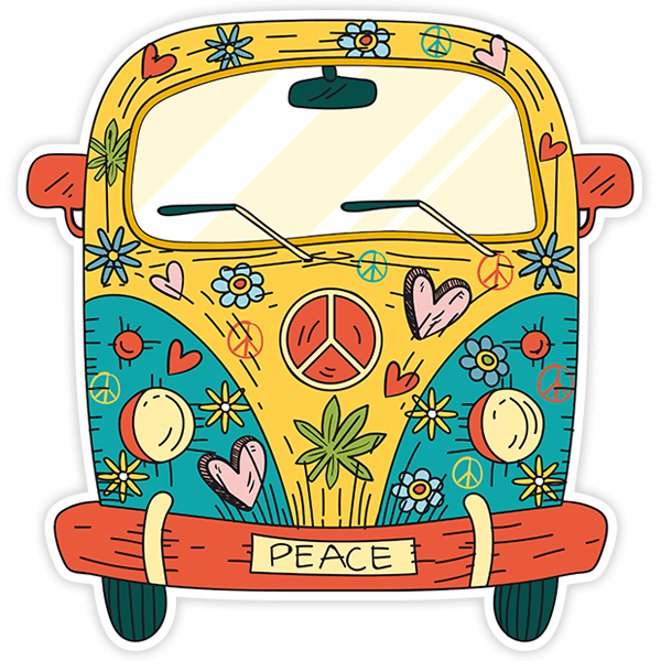 Aufkleber: Hippie Friedenswagen