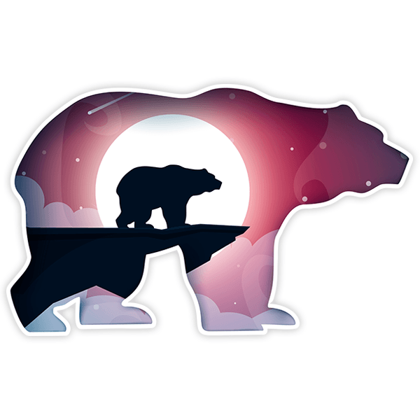 Aufkleber: Bären-Silhouette mit Landschaft