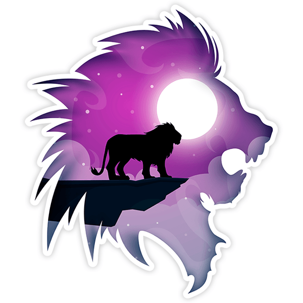 Aufkleber: Silhouette des Löwen mit Landschaft 0