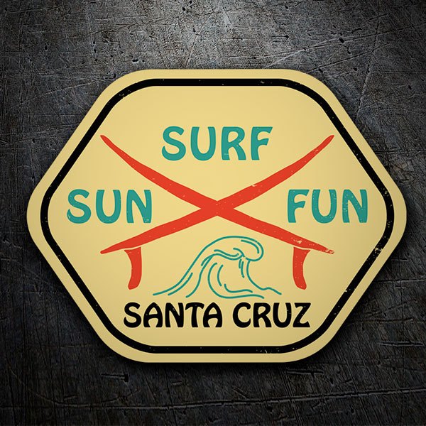 Aufkleber: Santa Cruz Sun, Surf, Fun