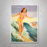 Aufkleber: Junges Mädchen beim Surfen auf Hawaii 3