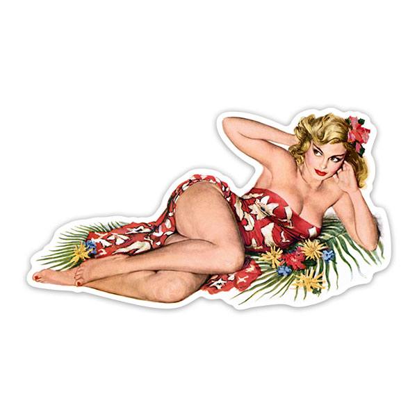 Aufkleber: Mädchen Pin Up Hawaiana