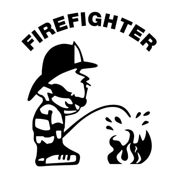 Aufkleber: Feuerwehrmann löscht Feuer auf Englisch