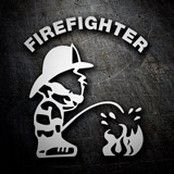 Aufkleber: Feuerwehrmann löscht Feuer auf Englisch 3