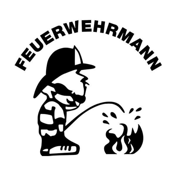 Aufkleber: Feuerwehrmann löscht Feuer