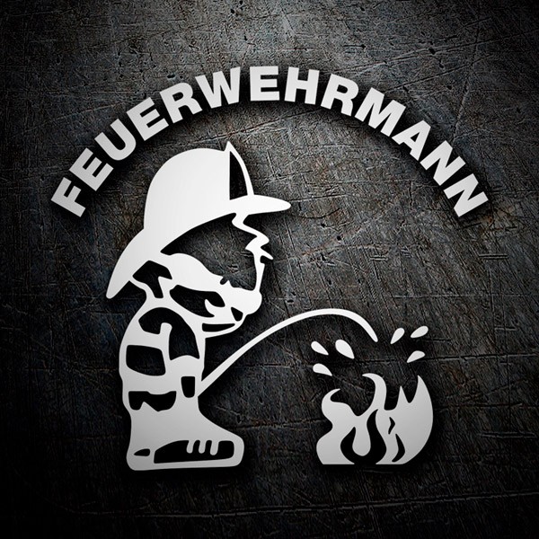 Aufkleber: Feuerwehrmann löscht Feuer