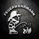 Aufkleber: Feuerwehrmann löscht Feuer 3