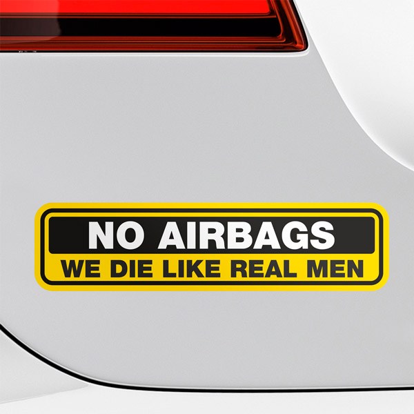 Aufkleber: No Airbags, auf Englisch