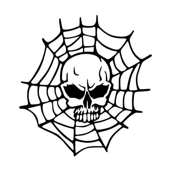 Aufkleber: Totenkopf und Spinnennetz