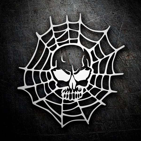 Aufkleber: Totenkopf und Spinnennetz