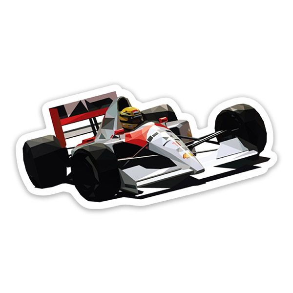 Aufkleber: Ayrton Senna im Minimalistischen Rennwagen