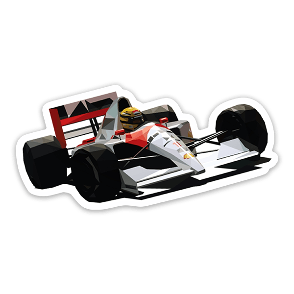 Aufkleber: Ayrton Senna im Minimalistischen Rennwagen