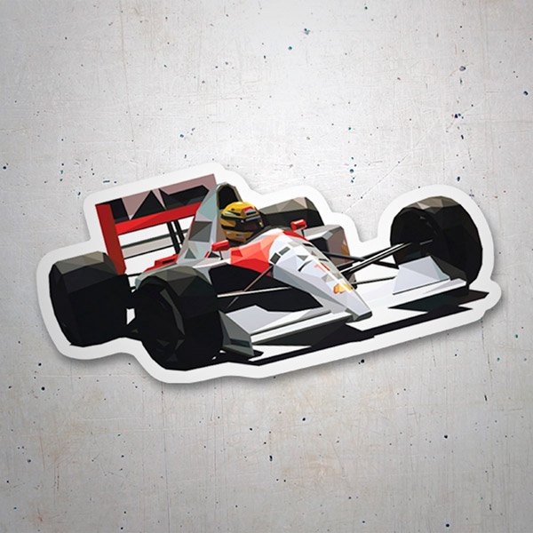Aufkleber: Ayrton Senna im Minimalistischen Rennwagen