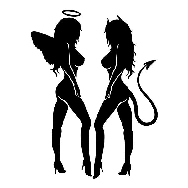 Aufkleber: Sexy Engel und Dämon