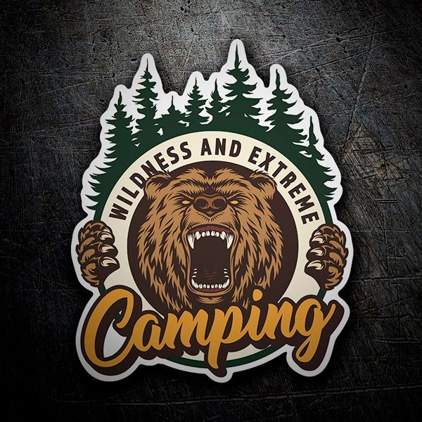 Aufkleber Wildness and Extreme Camping B&auml;r 1/2